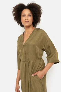 New Groene Jurk Met V-Hals En 3/4 Mouwen Dames Jurken