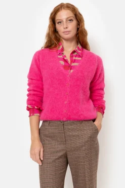 New Harige Cardigan Met V-Hals En Knopen Dames Truien & Cardigans