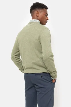 Cheap Kaki E Herentrui Met V-Hals En Lange Mouw Heren Sweaters & Cardigans