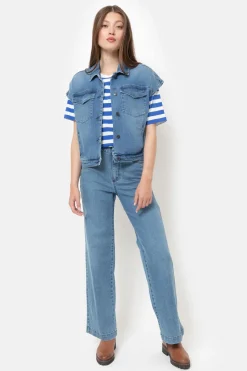 Sale Kort Jeans Jasje Zonder Mouwen Dames Jassen & Blazers