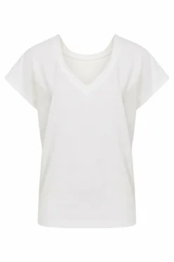 Flash Sale Kort Wit Dames T-Shirt Met Open Rug En Korte Mouw Dames T-Shirts & Tops