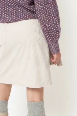 New Korte Beige A-Lijn Rok In Ribfluweel Dames Rokken
