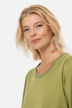 Best Korte Groene Pull Met Boothals En Pofmouw Dames Truien & Cardigans