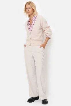Hot Korte Lichtbeige Cardigan Met V-Hals En Knopen Dames Truien & Cardigans