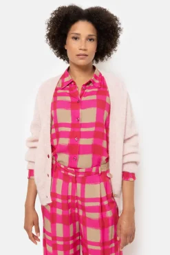 Hot Korte Lichtroze Cardigan Met V-Hals En Knopen Dames Truien & Cardigans
