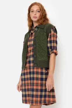 Cheap Korte Mouwloze Cardigan Met Grote Knopen Dames Truien & Cardigans