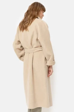 Cheap Lange Beige Mantel Met Overslag En Ceintuur Dames Jassen & Blazers