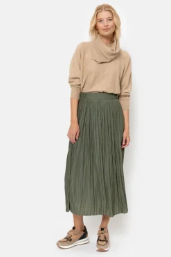 Outlet Lange Donkergroene Plooirok Dames Rokken