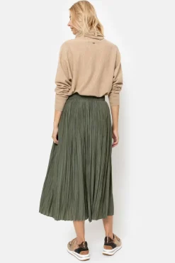Outlet Lange Donkergroene Plooirok Dames Rokken