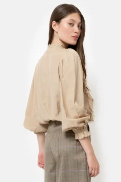 Hot Licht E Blouse Met Franjes En Broderie Dames Blouses