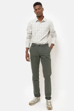 Cheap Licht Slim Fit Overhemd Met Ecru-Gele Ruiten Heren Hemden