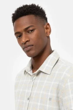 Cheap Licht Slim Fit Overhemd Met Ecru-Gele Ruiten Heren Hemden