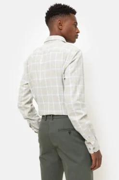Cheap Licht Slim Fit Overhemd Met Ecru-Gele Ruiten Heren Hemden