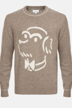 Flash Sale Lichtbruine Trui Met Ronde Hals En Beige Print Heren Sweaters & Cardigans