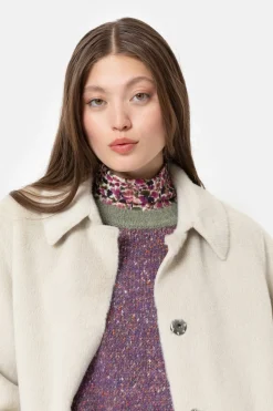 Clearance Lichtgrijze Omkeerbare Jas In Kunstbont En Suede Dames Jassen & Blazers