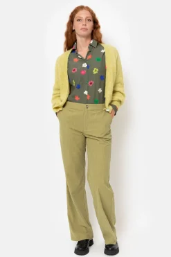 Store Mosgroene Loose Fit Broek Met Rechte Pijpen Dames Broeken & Jeans