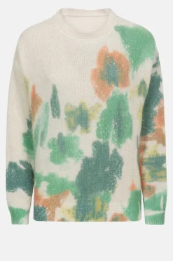 Best Sale Pull Met Ronde Hals En Groene Bloemenprint Dames Truien & Cardigans