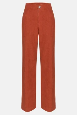 Flash Sale Roestbruine Loose Fit Broek Met Rechte Pijpen Dames Broeken & Jeans