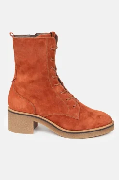 Cheap Roestbruine Suede Veterlaarzen Met Een Hak Dames Schoenen
