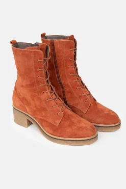 Cheap Roestbruine Suede Veterlaarzen Met Een Hak Dames Schoenen