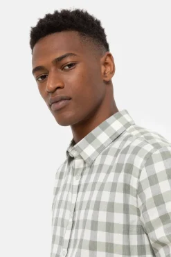 Outlet Slim Fit Mannenhemd Met Ecru En E Ruiten Heren Hemden