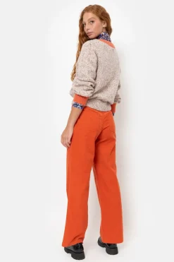 Sale Straight Fit Broek In Velours Met Wijde Pijp Dames Broeken & Jeans