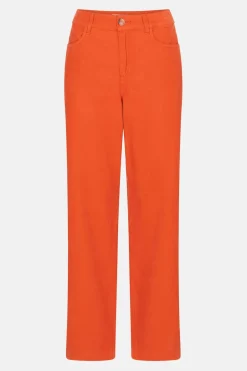 Sale Straight Fit Broek In Velours Met Wijde Pijp Dames Broeken & Jeans