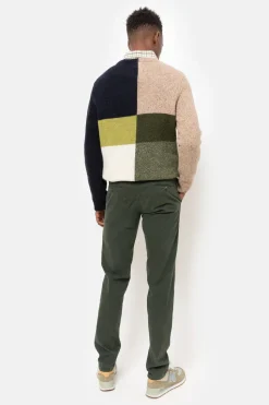 Clearance Sweater Met Beige-Groen-Blauwe Colour Blocks Heren Sweaters & Cardigans