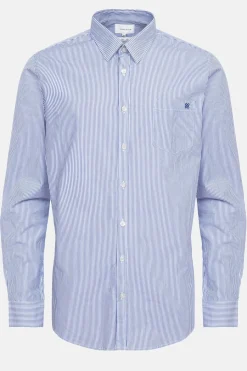 Hot Wit Gestreept Mannenhemd Met Slim Fit Heren Hemden