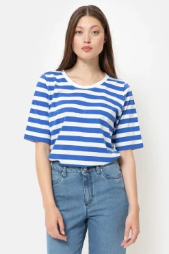 Flash Sale Wit Gestreept T-Shirt Met Kort Mouwen Dames T-Shirts & Tops