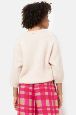 Outlet Witte Pull Met Wijde V-Hals En 3/4 Mouwen Dames Truien & Cardigans