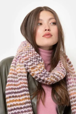 Outlet Wollen Dames Sjaal Met Roze En E Strepen Dames Accessoires